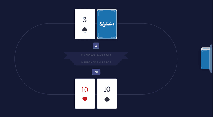 Rainbet Internal Blackjack table preview